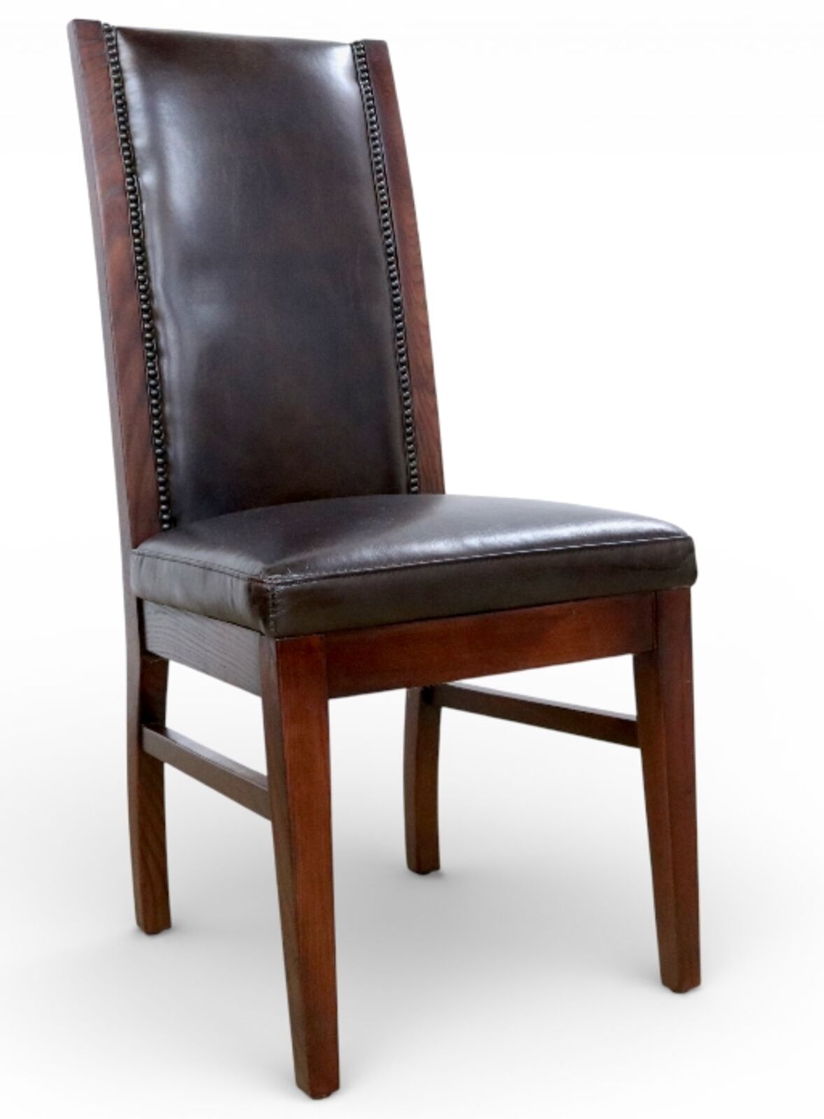 Studded Brown Leather Dining Chair