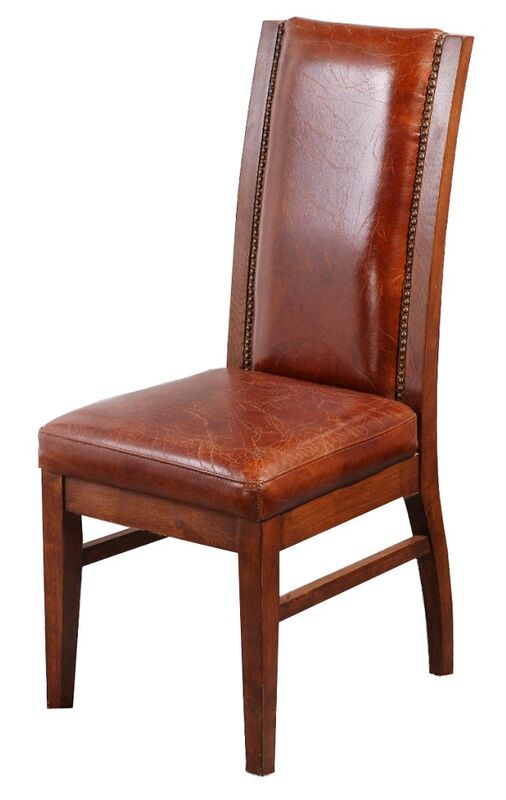 Product photograph of Studded Distressed Leather Dining Chair from Designer Sofas 4U
