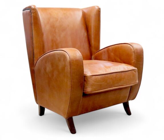 Thomas Vintage Tan Distressed Leather Armchair