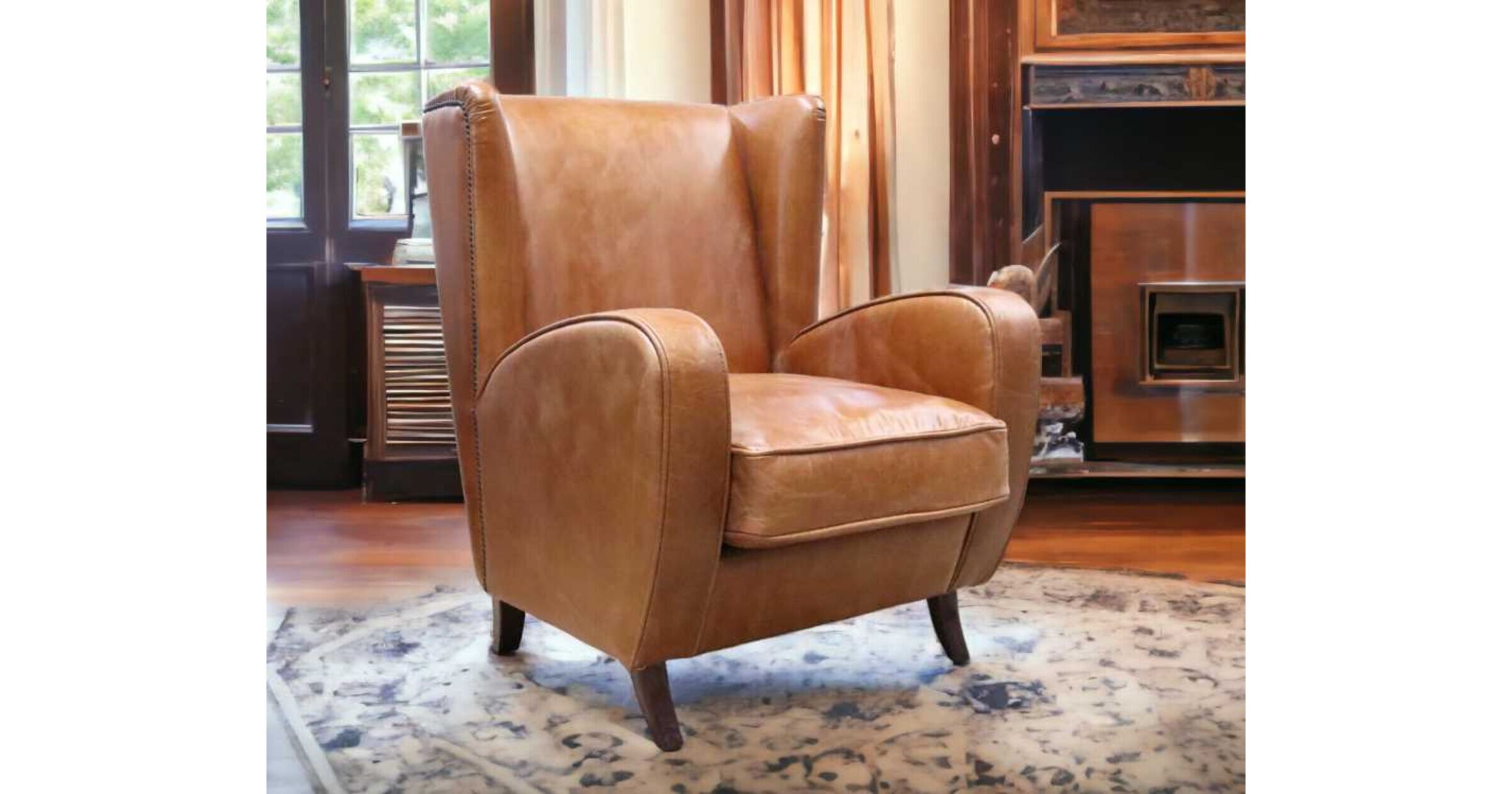 Thomas Vintage Tan Leather Armchair Distressed Elegance