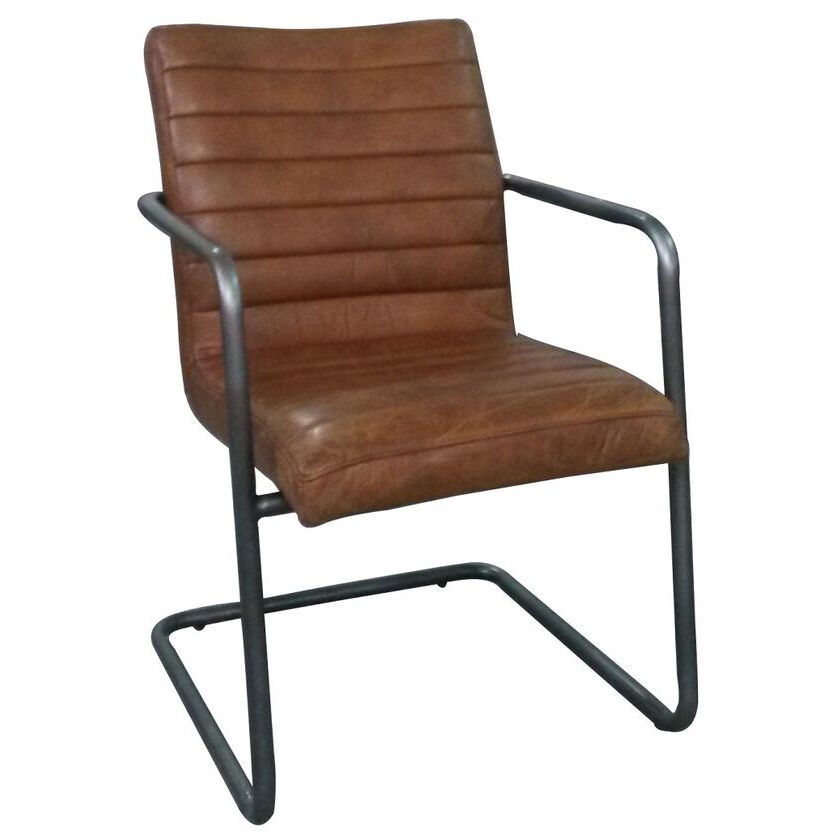 Titus Vintage Leather Dining Chair, Vintage Tan Leather Dining Chair
