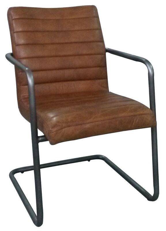 Product photograph of Titus Vintage Leather Dining Chair from Designer Sofas 4U