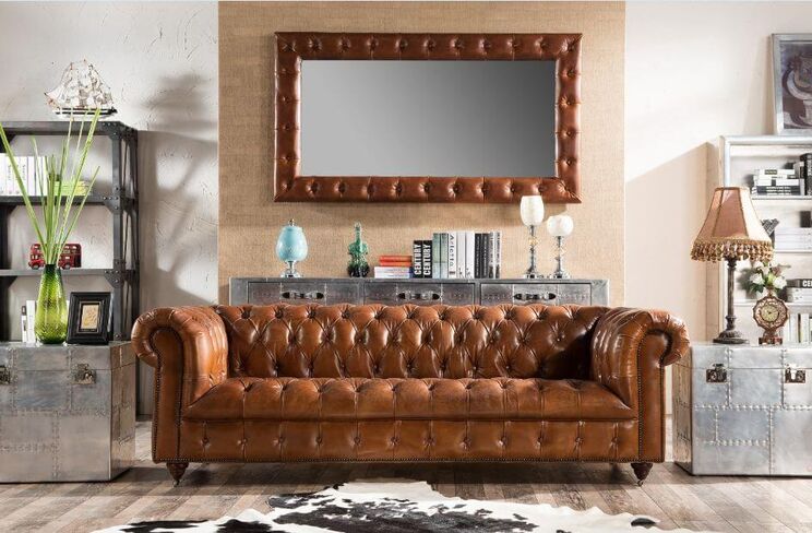 Trafalgar Chesterfield Buttoned Vintage Distressed Leather 3 Seater Sofa