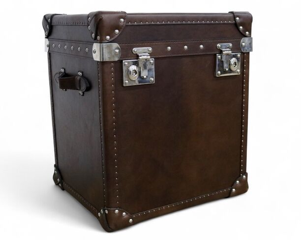 Umbar Brown Leather Storage Trunk