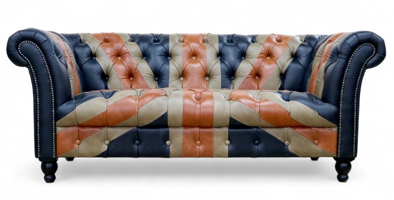 Union Jack Chesterfield 2 Seater Luxury Leather Sofa