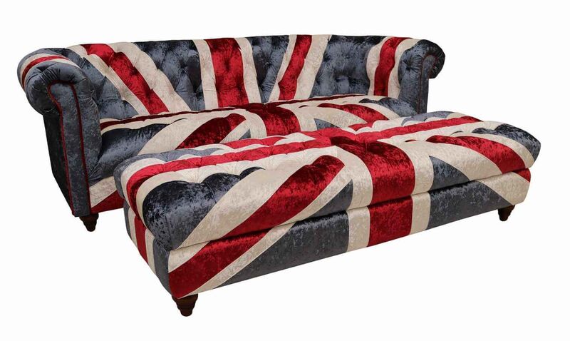 Product photograph of Union Jack Chesterfield 3 Seater Sofa With Matching Footstool Amp Hellip from Designer Sofas 4U
