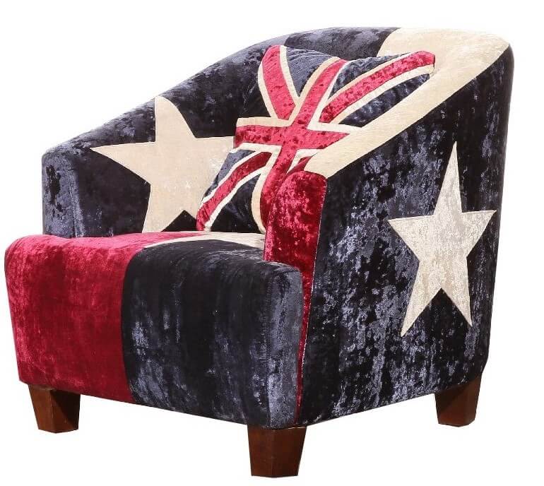 Union Jack Velvet Armchair