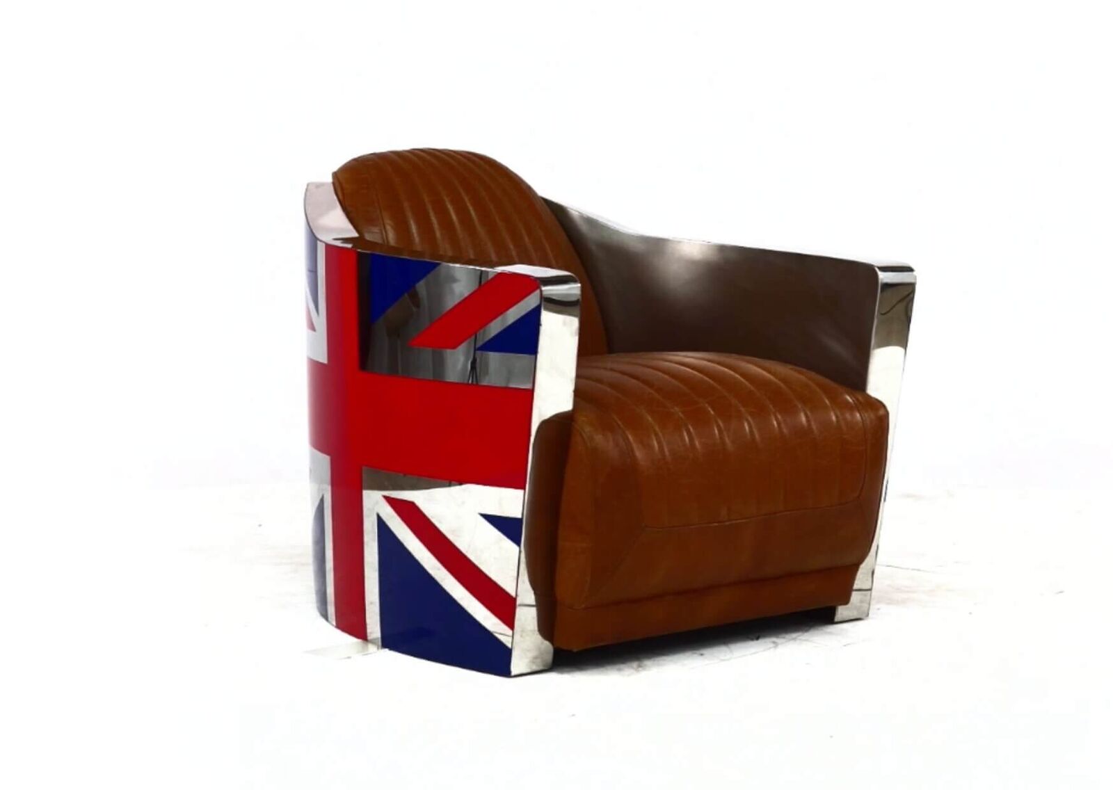 Product photograph of Union Jack Aviator Retro Distressed Vintage Tan Real Leather Armchair from Designer Sofas 4U