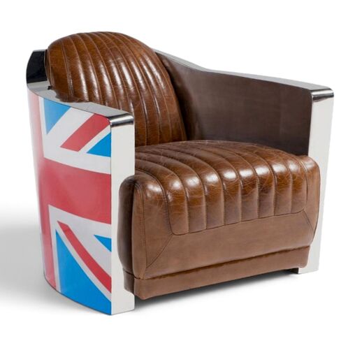Union Jack Aviator Retro Distressed Leather Tub Chair | Armchair