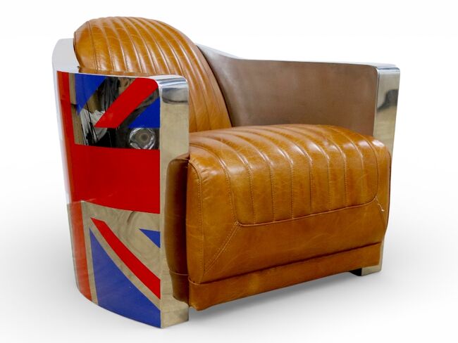 Aviator Union Jack Aviator Leather Armchair – Man Cave Vintage Industrial Collection