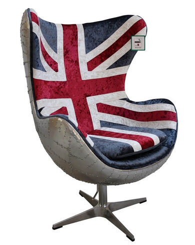 Aviator Union Jack Retro Swivel Egg Chair