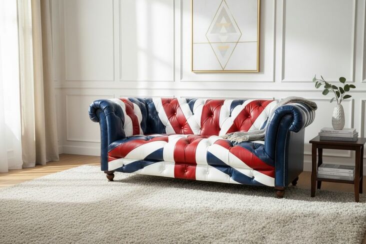 Union Jack Chesterfield 2 Seater Luxury Leather Sofa