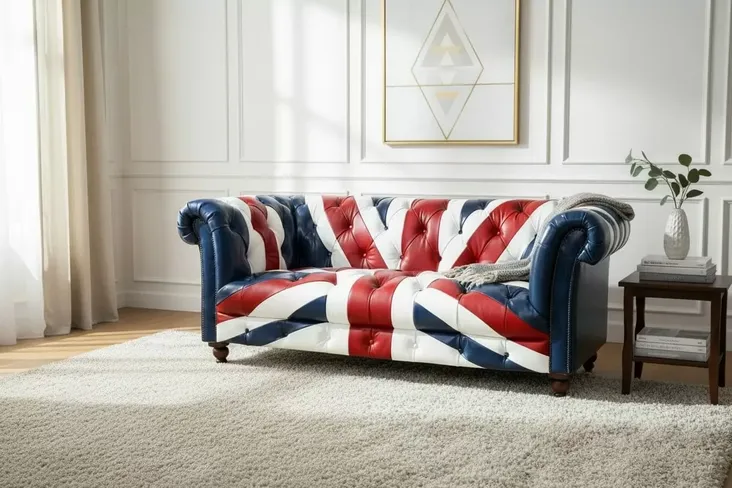 Union Jack Chesterfield 2 Seater Luxury Leather Sofa