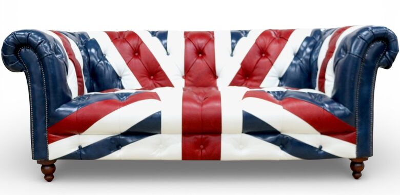 Union Jack Chesterfield 2 Seater Luxury Leather Sofa