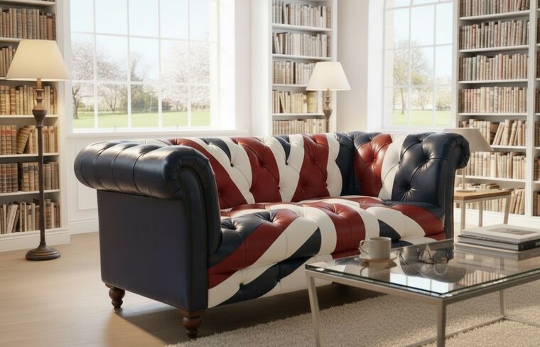 Union Jack Chesterfield 2 Seater Luxury Leather Sofa