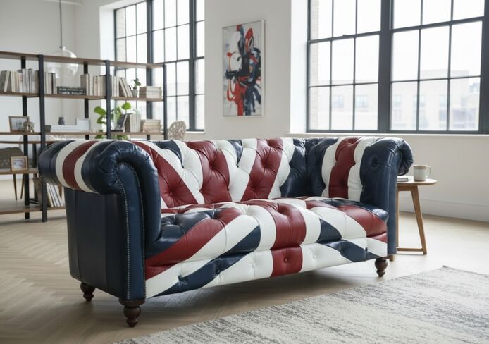 Union Jack Chesterfield 2 Seater Luxury Leather Sofa