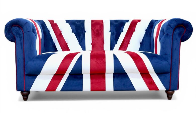Union Jack Chesterfield 2 Seater Luxury Real Velvet Sofa