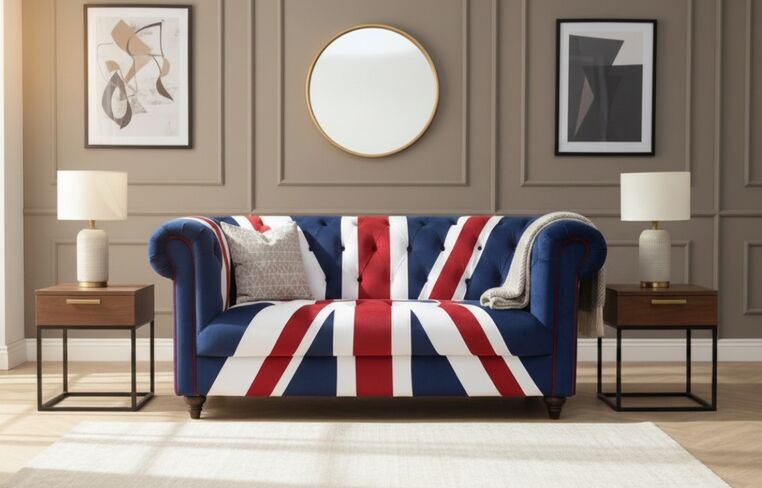Union Jack Chesterfield 2 Seater Luxury Real Velvet Sofa