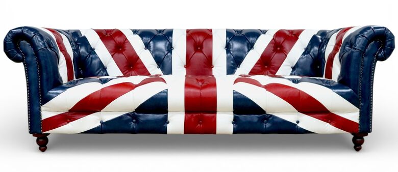 Union Jack Chesterfield 3 Seater Luxury Leather Sofa