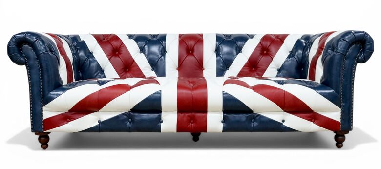 Union Jack Chesterfield 3 Seater Luxury Leather Sofa