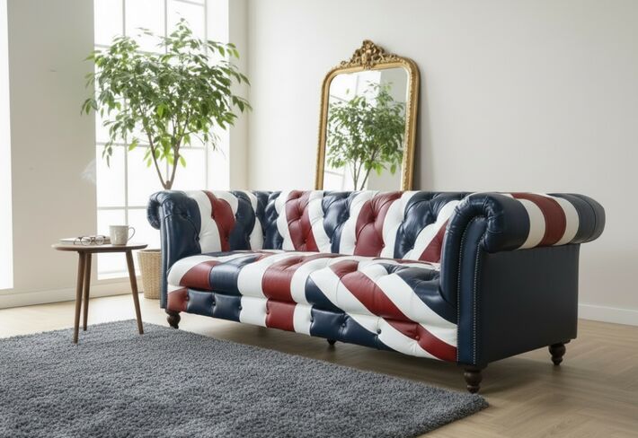 Union Jack Chesterfield 3 Seater Luxury Leather Sofa
