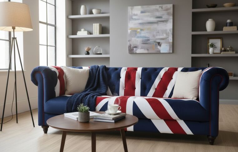 Union Jack Chesterfield 3 Seater Luxury Velvet Fabric Sofa