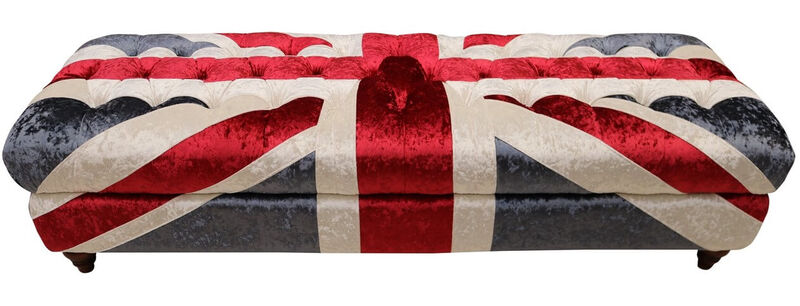 Product photograph of Union Jack Chesterfield Velvet Large Footstool from Designer Sofas 4U