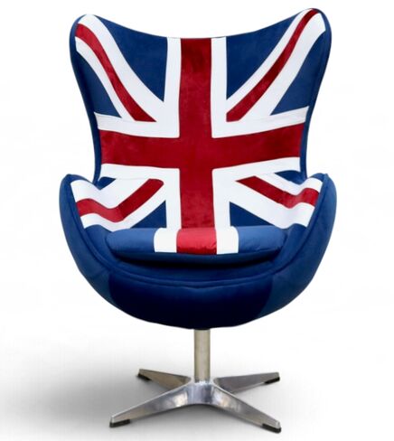 Union Jack Designer Egg Chair Velvet – Modern Statement Piece