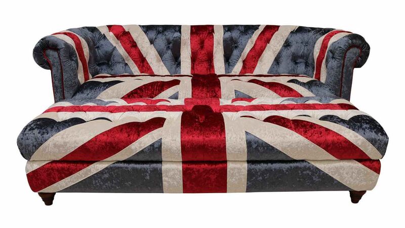 Product photograph of Union Jack Chesterfield 2 Seater Sofa With Matching Footstool Amp Hellip from Designer Sofas 4U