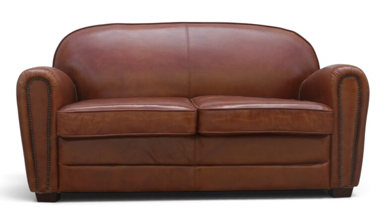 Victor 2 Seater Leather Chocolate Brown Club Sofa