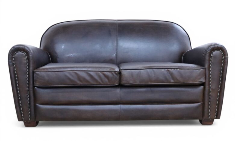 Victor 2 Seater Leather Vintage Brown Club Sofa