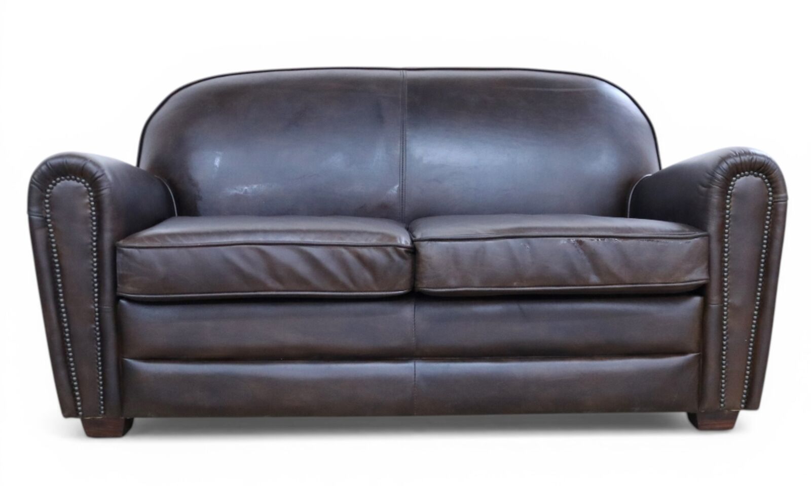 Victor 2 Seater Leather Vintage Brown Club Sofa