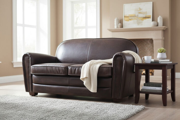 Victor 2 Seater Leather Vintage Brown Club Sofa