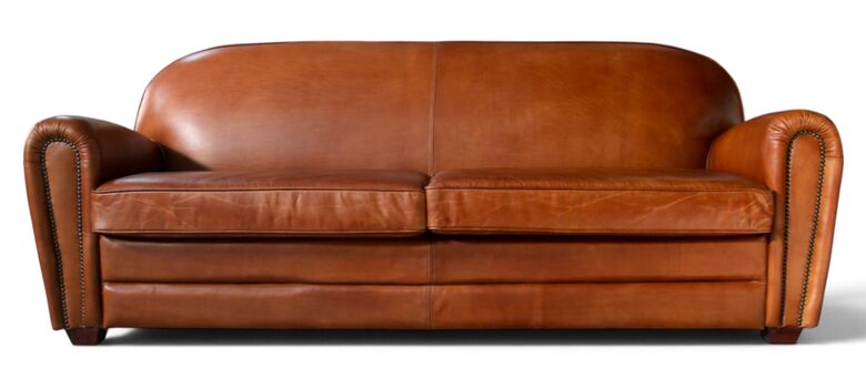 Victor 3 Seater Leather Vintage Tan Club Sofa