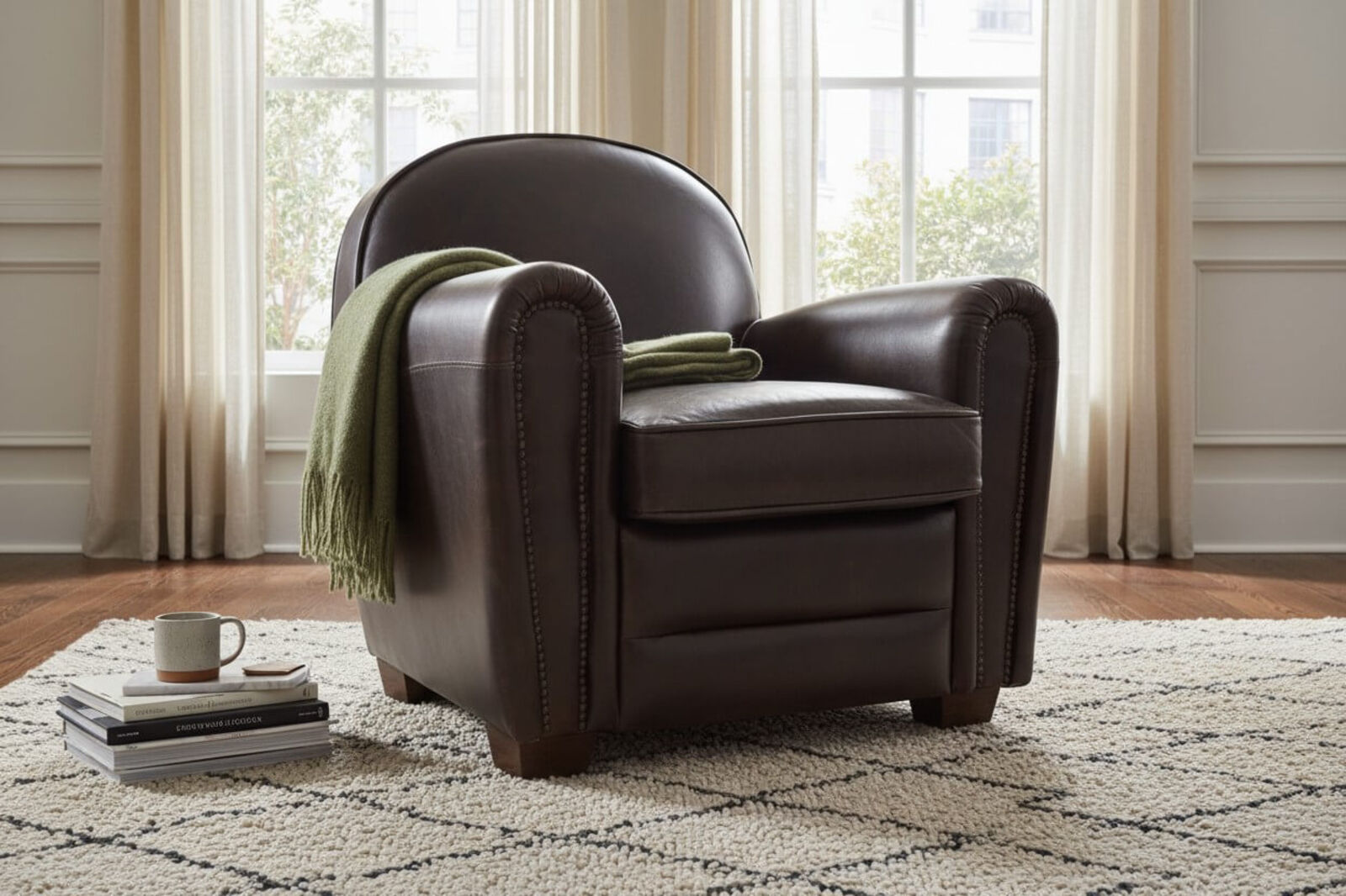 Victor Distressed Leather Vintage Tobacco Brown Club Chair