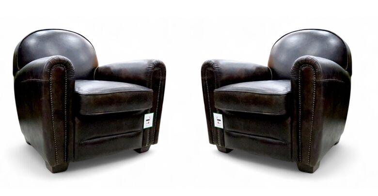 2 x Victor Distressed Leather Vintage Tobacco Brown Club Chairs