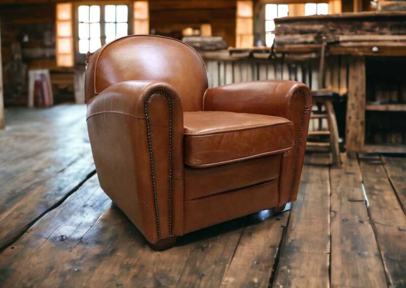Product photograph of Victor Distressed Leather Vintage Tan Club Chair from Designer Sofas 4U