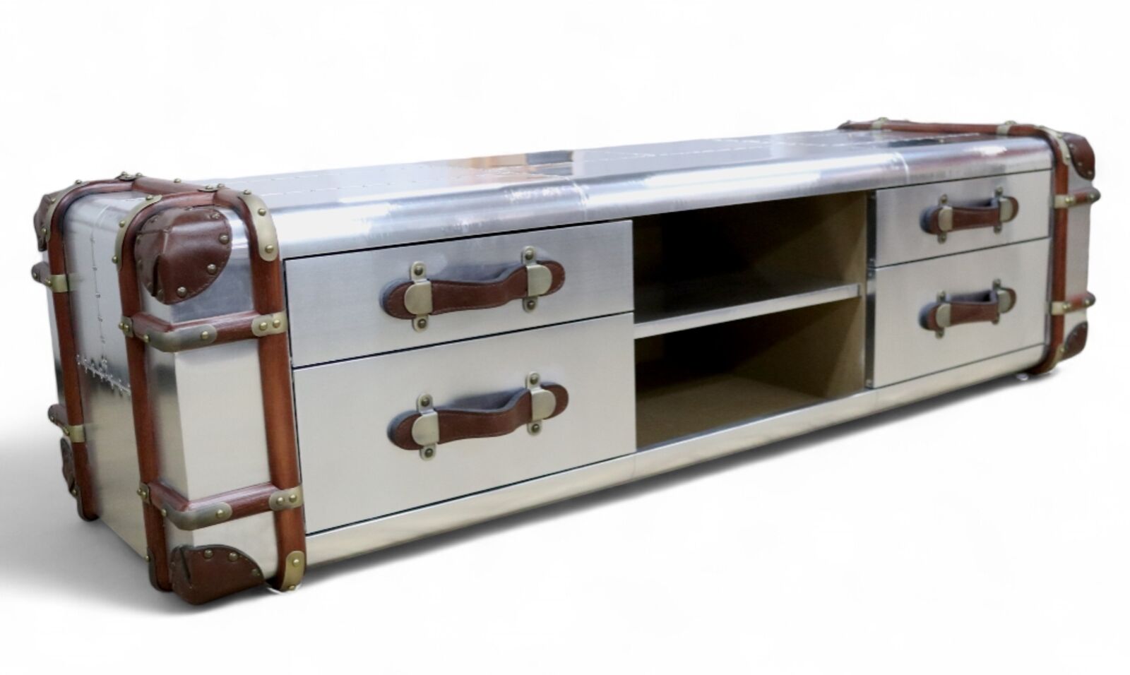 Vintage Aviator Trunk-Style TV Stand / Storage Cabinet