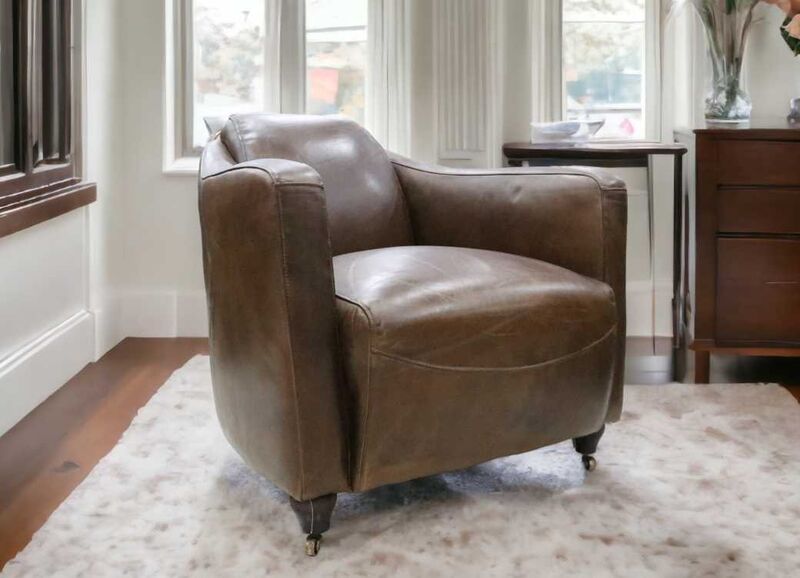 Product photograph of Vintage Brown Distressed Leather Club Chair from Designer Sofas 4U