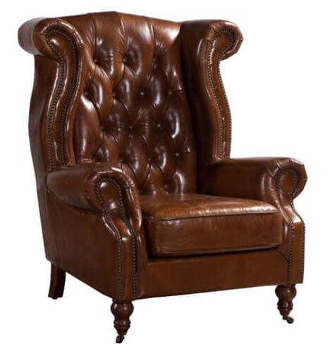 Vintage Chesterfield Distressed Leather High Back Chair