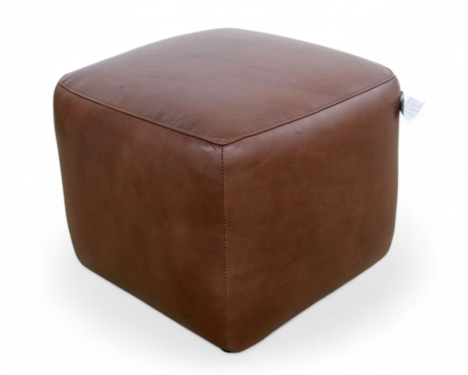 Vintage Chocolate Brown Leather Footstool Pouffe Footrest / Accent Seat