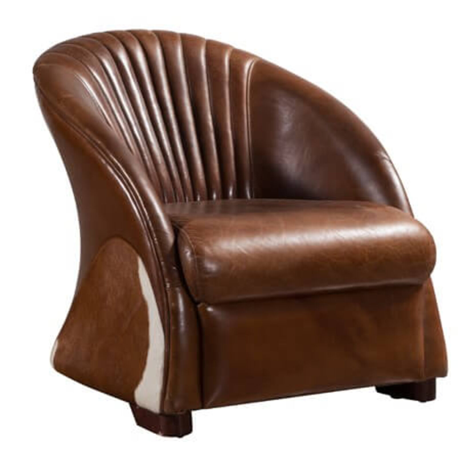 Product photograph of Vintage Cowhide Distressed Leather Chair from Designer Sofas 4U