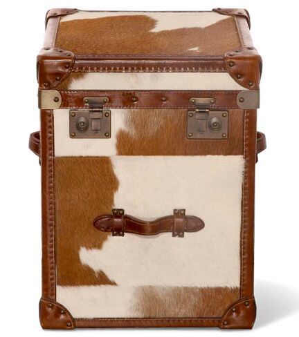 Vintage Cowhide & Leather Trunk Storage Chest