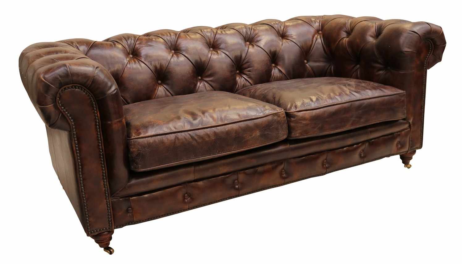 Spitfire Chesterfield Vintage Leather Aluminium Sofa
