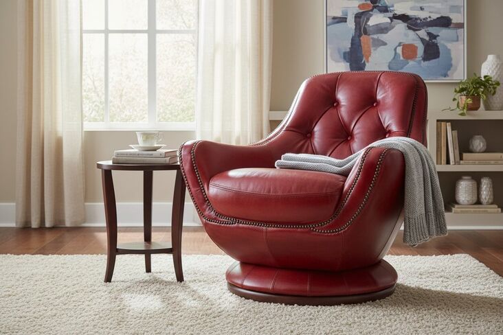 Vintage Distressed Leather Rouge Red Chesterfield Buttoned Swivel Armchair