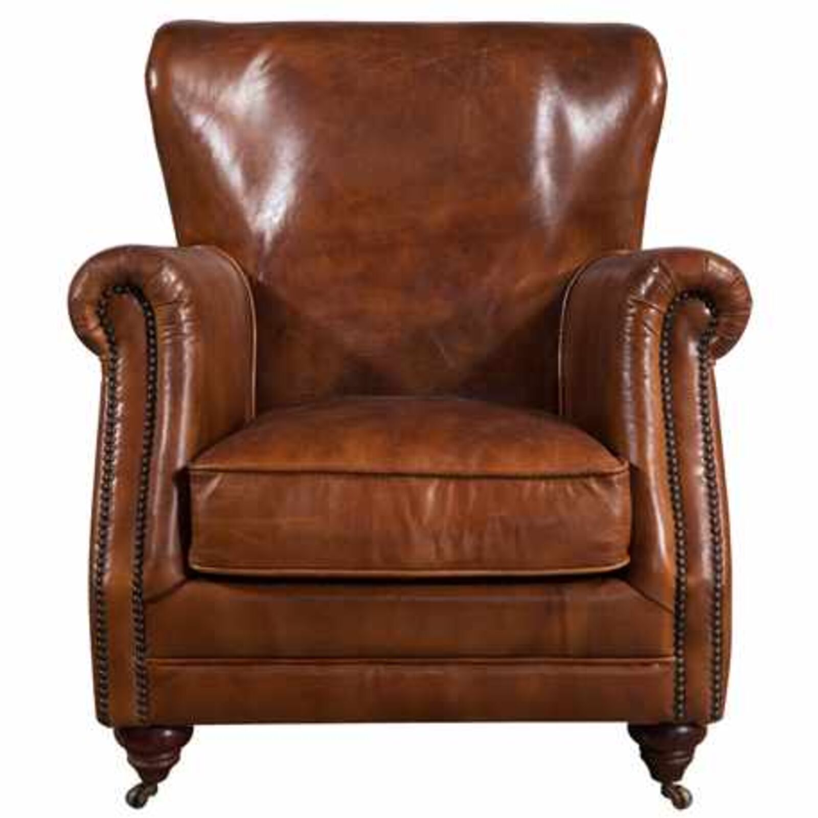 Product photograph of Vintage High Back Distressed Leather Armchair from Designer Sofas 4U