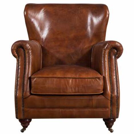 Vintage High Back Distressed Leather, Leather Vintage Chair