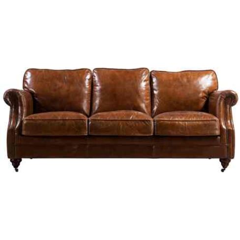 Vintage Leather 3 Seater Sofa Settee