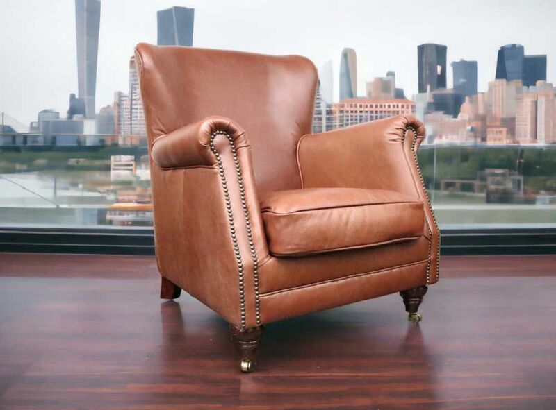 Product photograph of Vintage High Back Nappa Chocolate Brown Leather Armchair from Designer Sofas 4U
