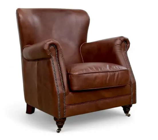 Porter High Back Chestnut Brown Leather Armchair